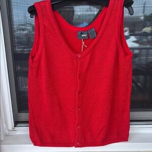 Vintage Liz wear Red Button-Up Knit Vest